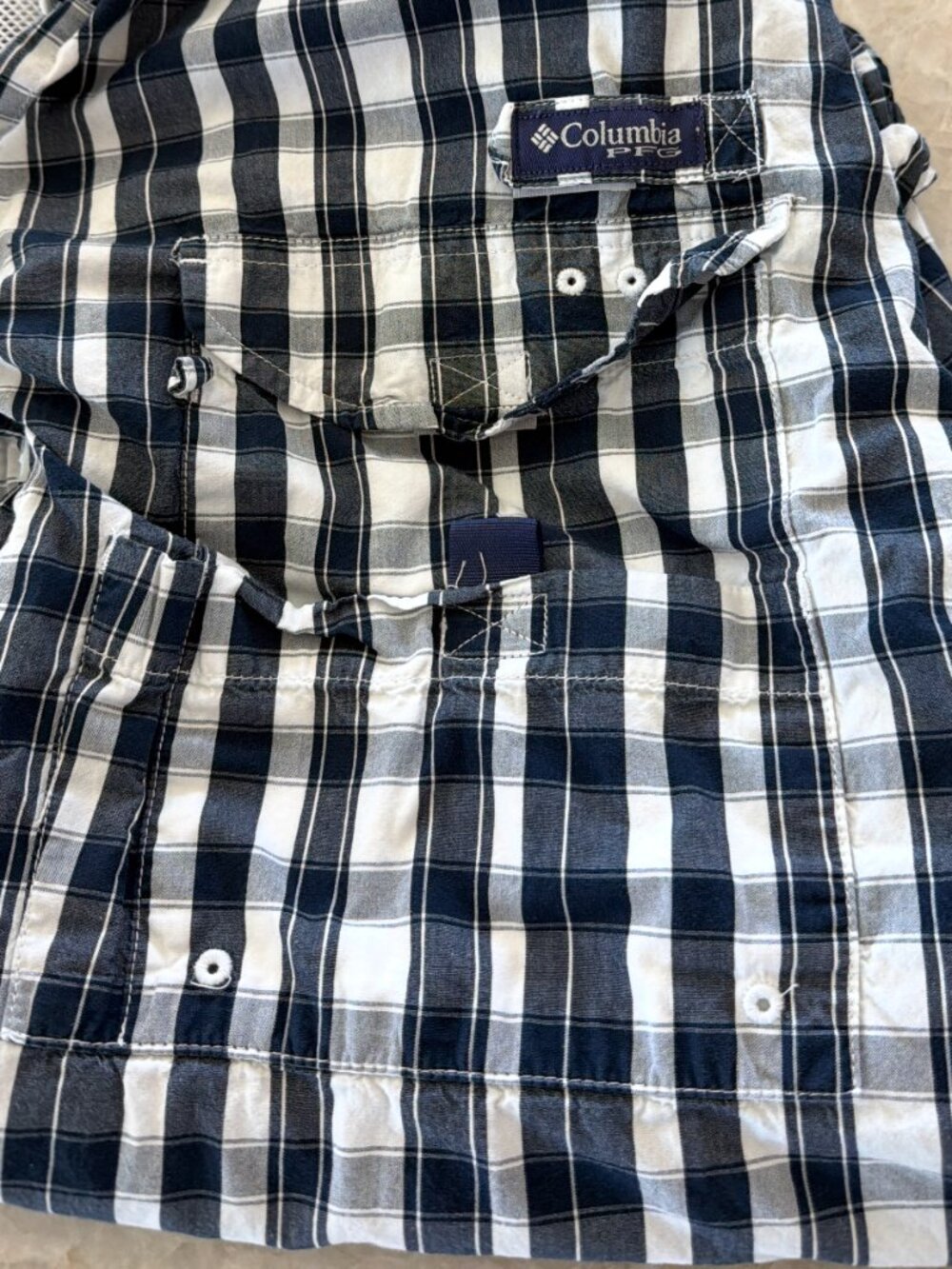 COLUMBIA PFG Super Bonehead Shirt Plaid Men's XL Short Sleeves Fishing Outdoor